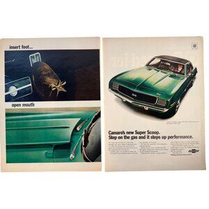 Vintage 1969 Chevrolet Super Scoop Camaro 2 Page Cut Advertisement Print Ad